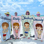Custom Name Cartoon Character Gifts for Kids - Personalized Beach Towel