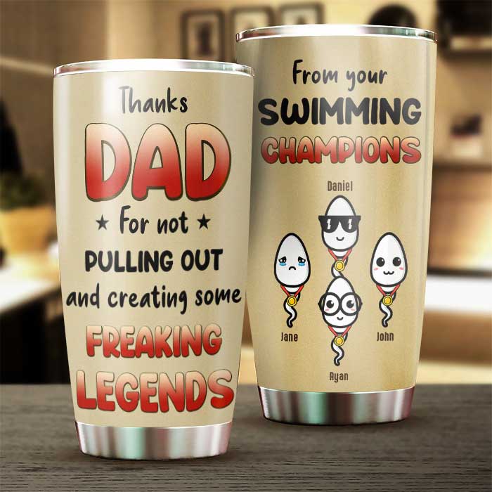 Custom Funny Swimming Champion Gifts for Dad - Personalized Tumbler