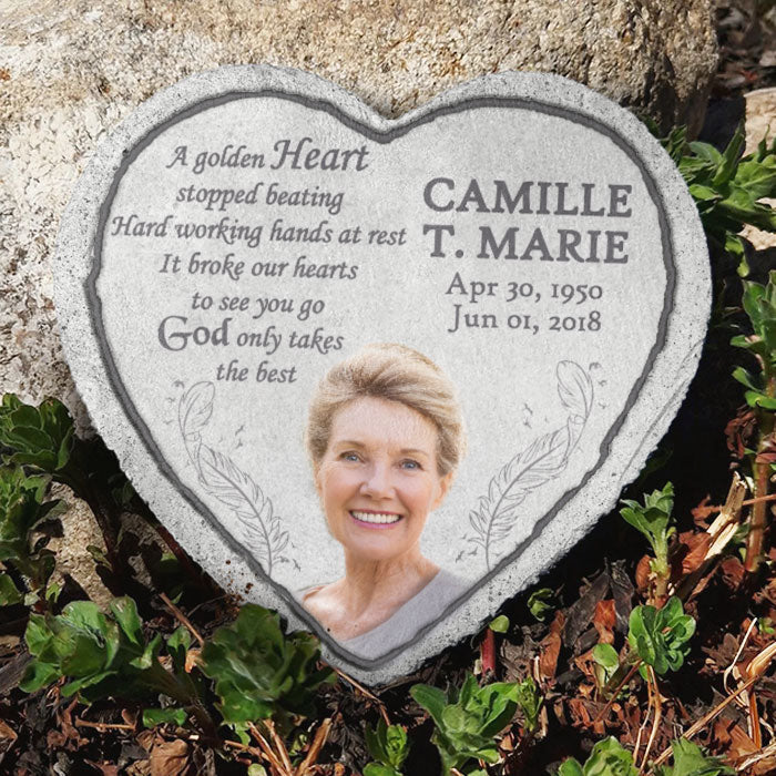 Custom Photo Memorial Garden Decor - Personalized Memorial Stone