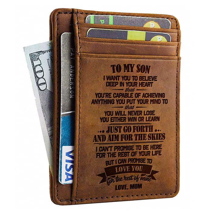 To My Son I Want You To Believe Deep In Your Heart - Card Wallet - To My Son, Gift For Son, Son Gift From Mom, Birthday Gift For Son, Christmas Gift