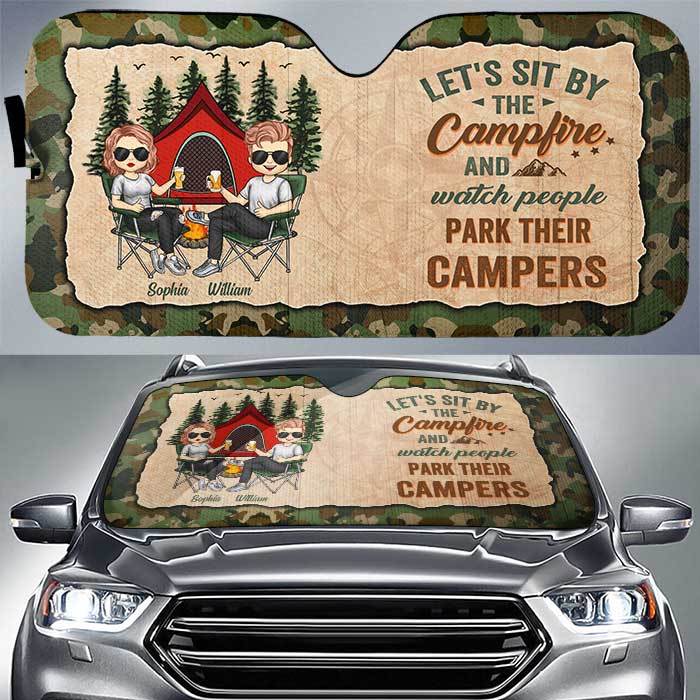 Custom Name Funny Camping Couple Gifts - Personalized Auto Sunshade
