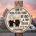 Custom Name Camping Couple Gifts - Personalized Wood Sign