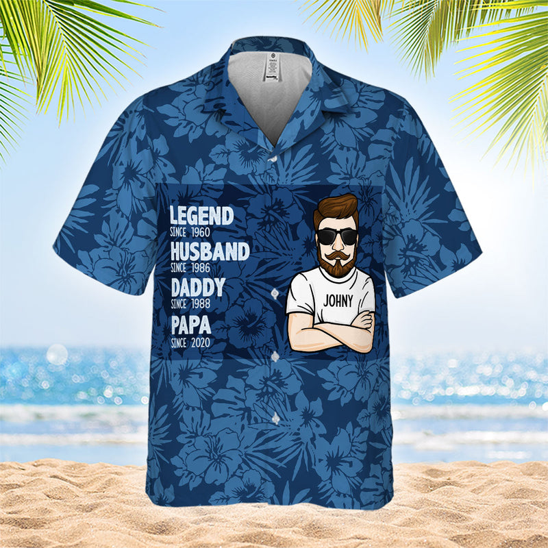Legend. Husband. Grandpa Since - Gift For Father, Grandpa - Personalized Unisex Hawaiian Shirt