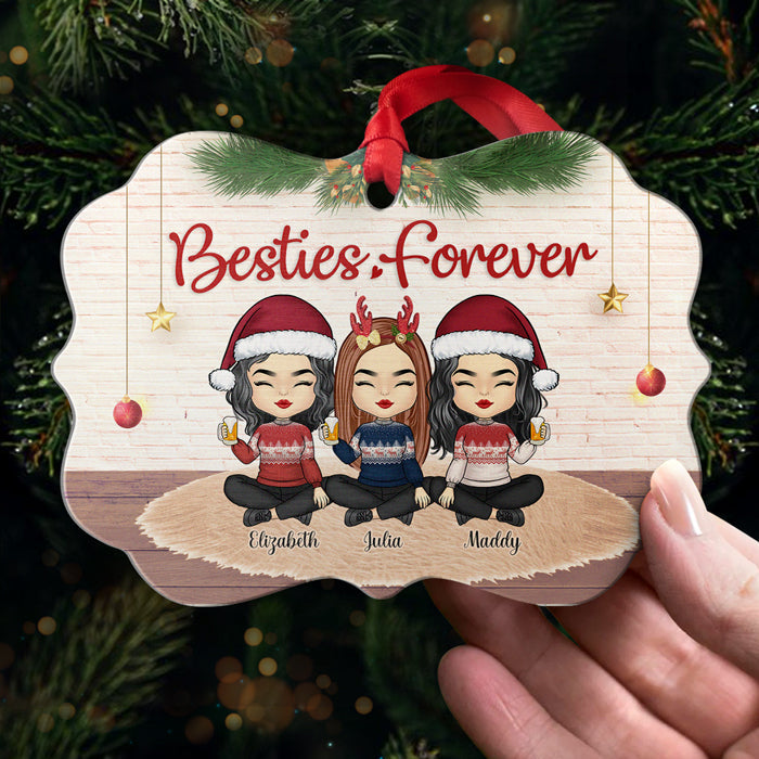 Besties Forever And Always - Personalized Custom Benelux Shaped Wood Christmas Ornament - Gift For Bestie, Best Friend, Sister, Birthday Gift For Bestie And Friend, Christmas Gift