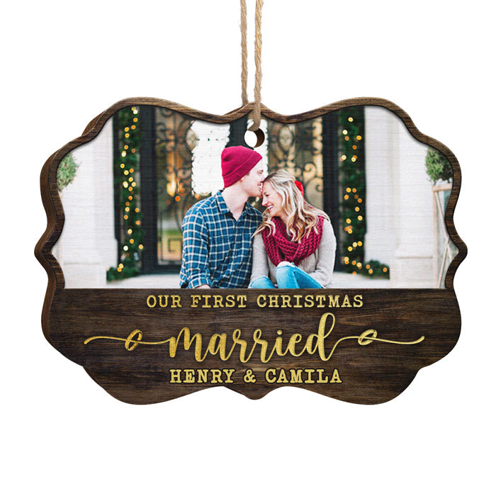 Custom Photo First Christmas Couple Gifts - Personalized Ornament