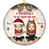 Always Sisters - Bestie Personalized Custom Ornament - Ceramic Round Shaped - Christmas Gift For Best Friends, BFF, Sisters