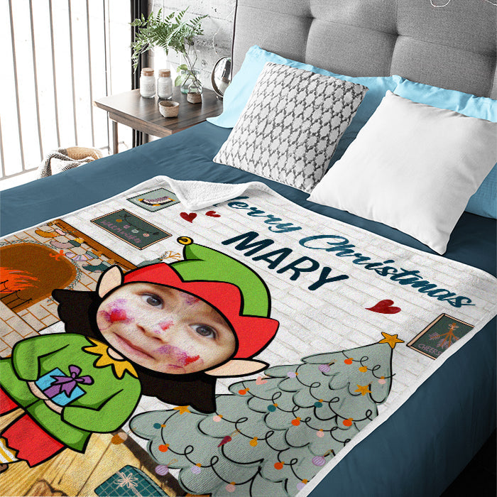 Custom Photo Christmas Elf Gifts for Kids - Personalized Blanket