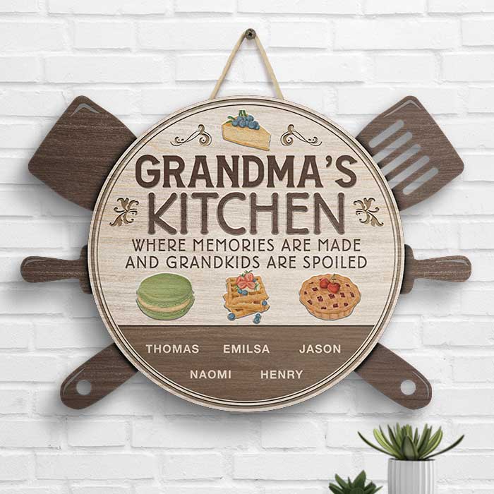 Grandma’s Kitchen Where Memories Are Made And Grandkids Are Spoiled - Personalized Shaped Wood Sign - Gift For Grandma, Grandparents