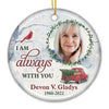 We're Never Far Apart - Personalized Custom Round Shaped Ceramic Christmas Ornament - Upload Image, Memorial Gift, Sympathy Gift, Christmas Gift