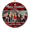 Merry Christmas - Personalized Custom Round Shaped Ceramic Photo Christmas Ornament - Upload Image, Gift For Family, Christmas Gift