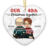 Our Christmas Together - Personalized Custom Heart Shaped Ceramic Christmas Ornament - Gift For Couple, Husband Wife, Anniversary, Engagement, Wedding, Marriage Gift, Christmas Gift