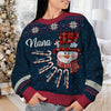 Nana's Candy Cane Cuties - Family Personalized Custom Ugly Sweatshirt - Unisex Wool Jumper - Christmas Gift For Grandma, Grandparents