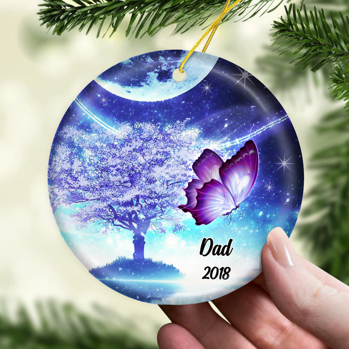 Custom Name and Year Butterfly Memorial Gifts for Parents - Personalized Ornament