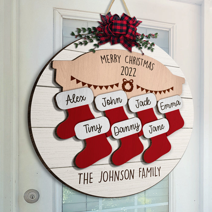 Custom Name Christmas Family Decor - Personalized Wood Sign