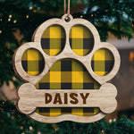 Custom Name Buffalo Plaid Paw Print Christmas Gifts for Dog Lovers - Personalized Ornament