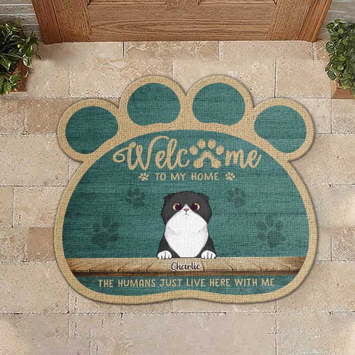 Custom Pet Name Paw Print Pet Lover Home Decor - Personalized Shaped Doormat