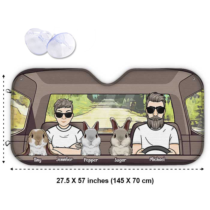 Custom Name Rabbit Family Gifts - Personalized Auto Sunshade