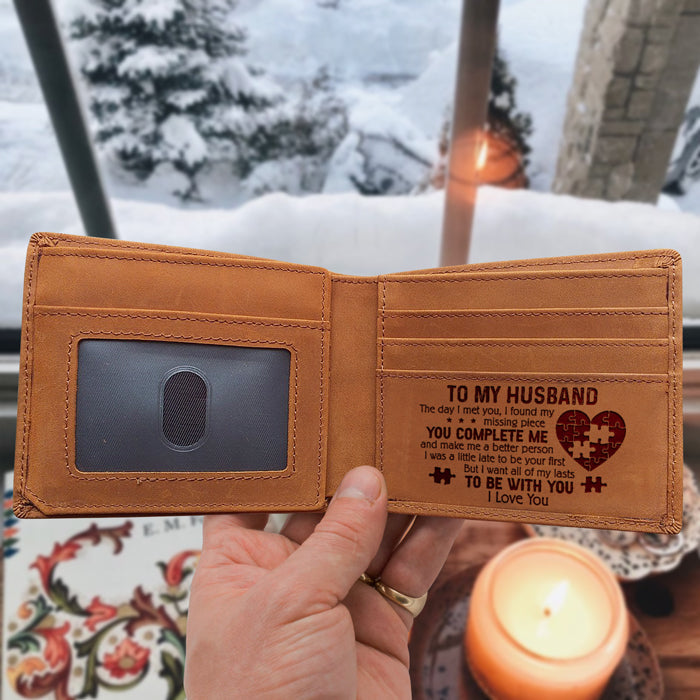 The Day I Met You, I Found My Missing Piece - Bifold Wallet - To My Husband, Gift For Husband, Anniversary, Engagement, Wedding, Marriage Gift, Christmas Gift
