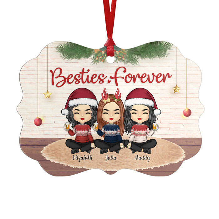 Custom Name Besties Christmas Gifts for Friends - Personalized Ornament