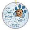 You Left Paw Prints On Our Hearts - Personalized Custom Benelux Shaped Ceramic Photo Christmas Ornament - Upload Image, Memorial Gift, Sympathy Gift, Christmas Gift