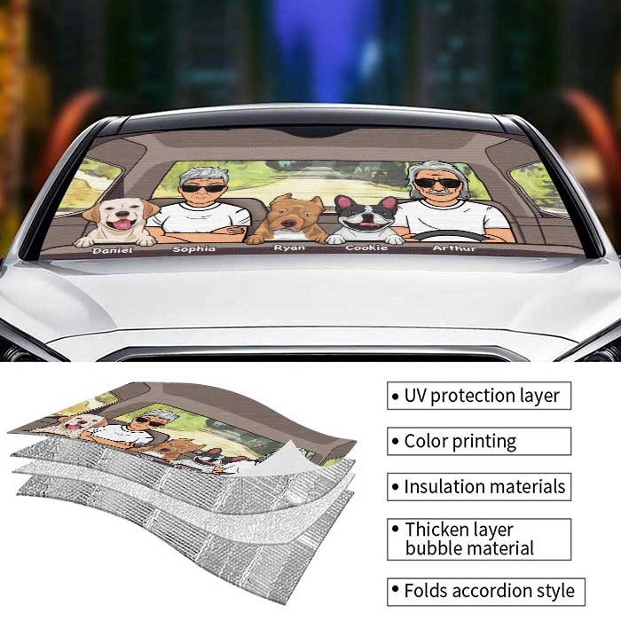 Custom Family Pet Name Car Decor - Personalized Auto Sunshade