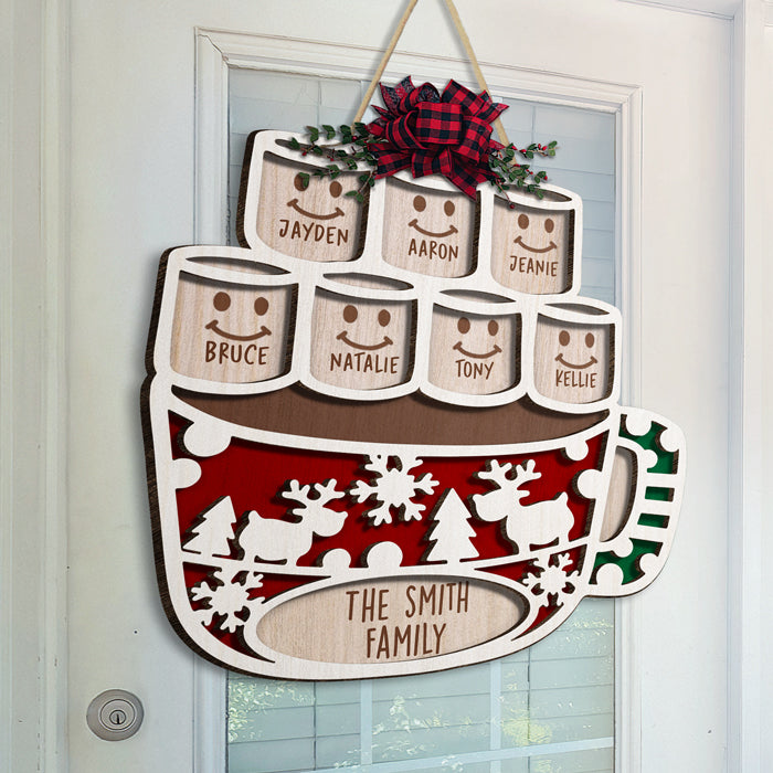Hot Cocoa And Marshmallow Make Christmas So Nice - Personalized Custom Wood Shaped Christmas Sign, 2 Layers Sign - Gift For Family, Christmas Gift