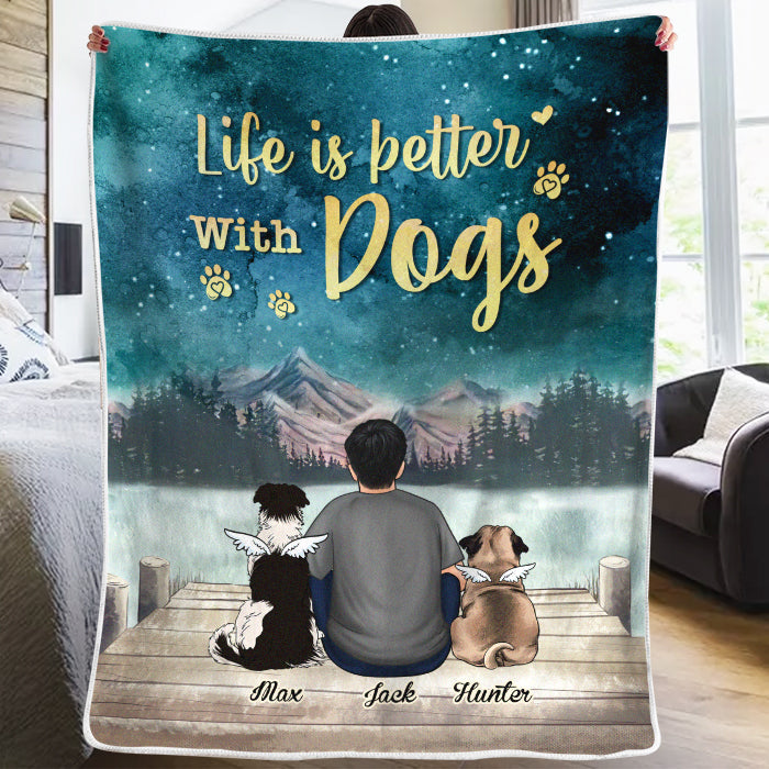 Life Is Better With Dogs - Personalized Custom Blanket - Gift For Dog Lovers, Pet Lovers, Christmas Gift