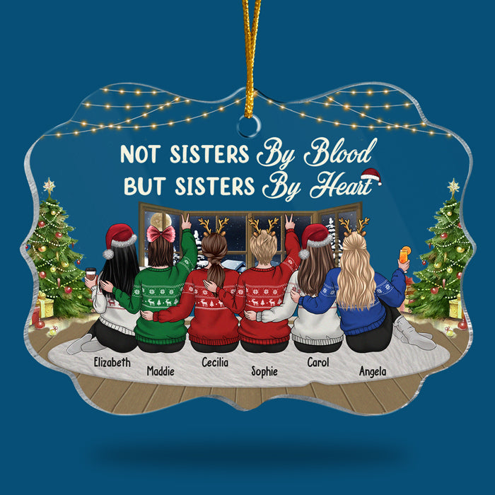 Sisters By Heart - Personalized Custom Benelux Shaped Acrylic Christmas Ornament - Gift For Bestie, Best Friend, Sister, Birthday Gift For Bestie And Friend, Christmas Gift