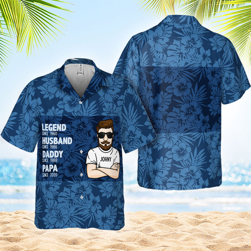 Custom Name Husband Daddy Papa Gifts for Dad - Personalized Hawaiian Shirt