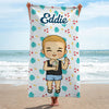 Happiness Comes In Waves - Personalized Custom Beach Towel - Gift For Family, Gift For Kids