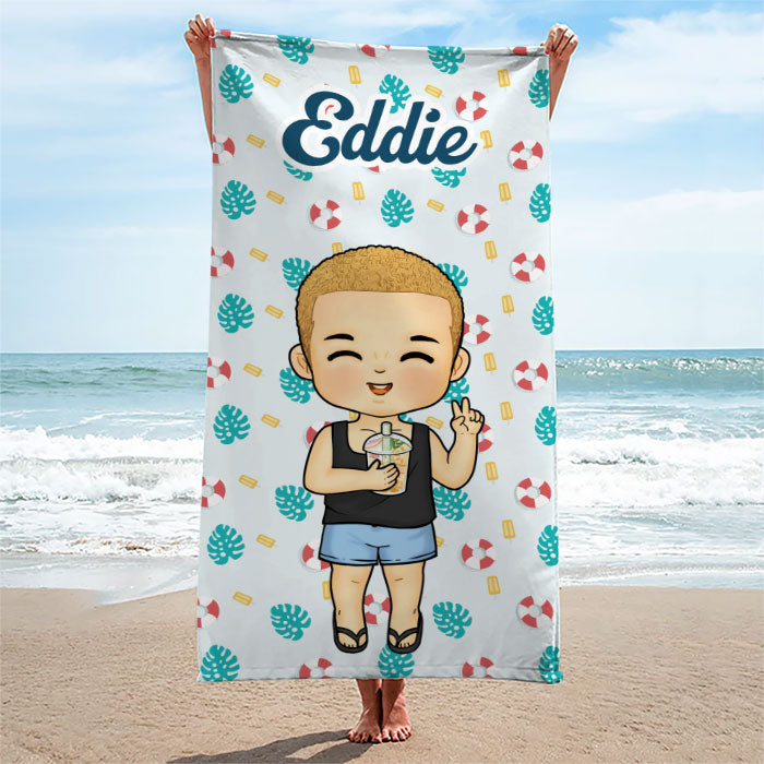 Custom Name Cartoon Character Gifts for Kids - Personalized Beach Towel