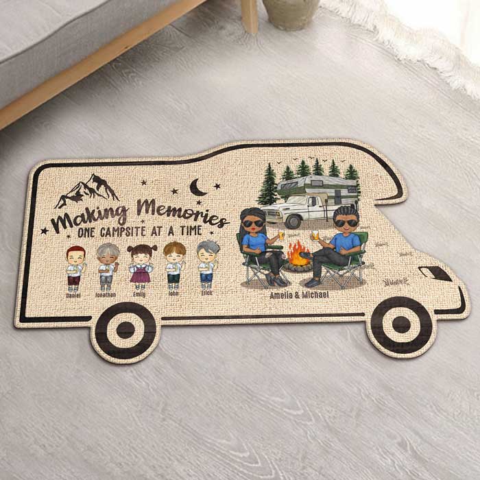 Custom Family Camping Gifts - Personalized Shaped Doormat