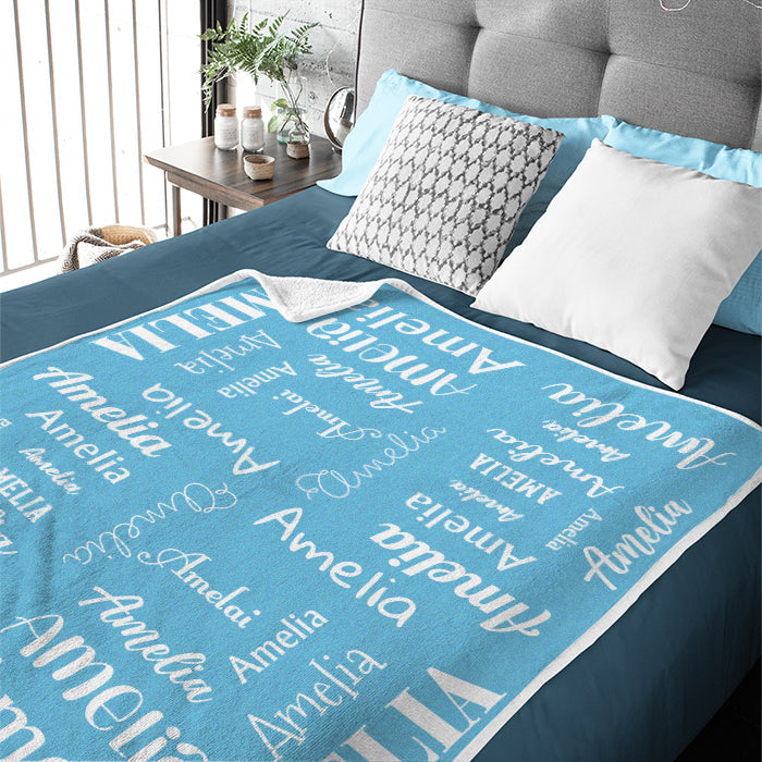 Adorable Lettering - Personalized Custom Name Blanket - Gift For Baby Kids, Youth Teenager Adult, Newborn Baby Receiving Gift