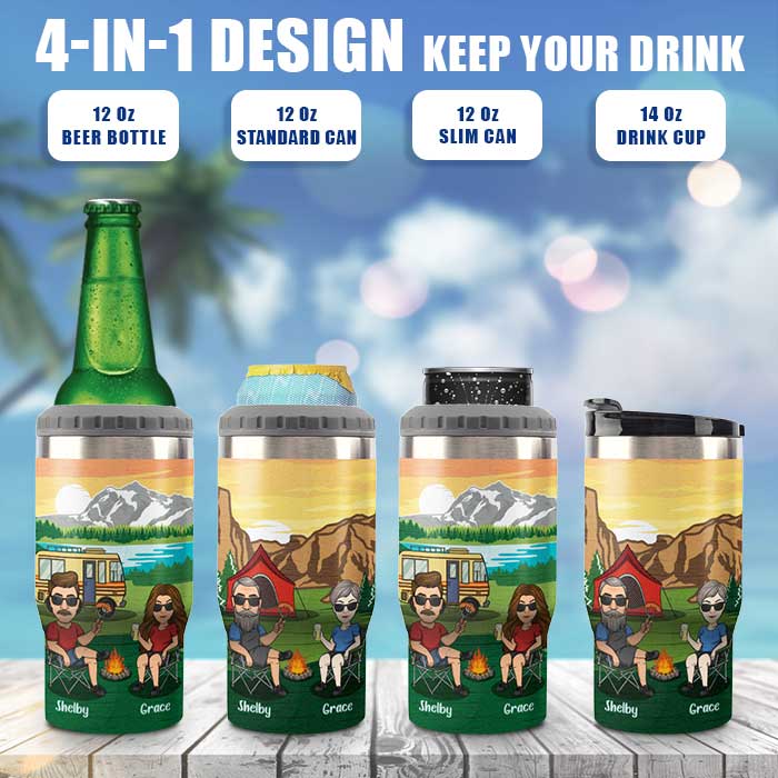 Working Full Time Spoiling My Wife - Personalized Can Cooler - Gift For Couples, Gift For Camping Lovers