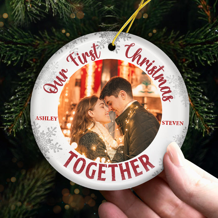 Custom Photo First Christmas Couple Gifts - Personalized Ornament