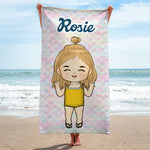 Custom Name Cartoon Character Gifts for Kids - Personalized Beach Towel