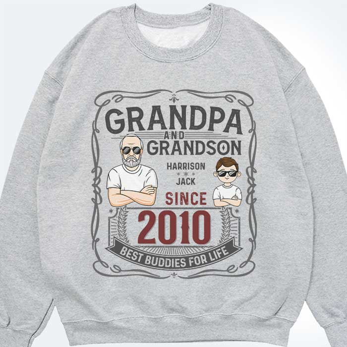 Grandpa & Grandson Best Buddies For Life - Personalized Unisex T-shirt, Hoodie, Sweatshirt - Gift For Grandpa, Grandparents