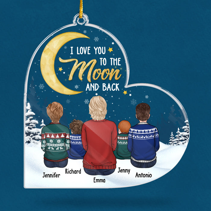 I Love You To The Moon And Back - Personalized Custom Heart Shaped Acrylic Christmas Ornament - Gift For Grandma, Grandparents, Christmas Gift