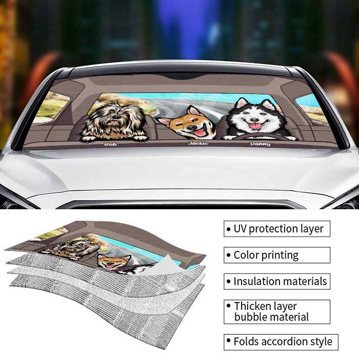 Custom Pet Name Dog Lover Gifts - Personalized Auto Sunshade