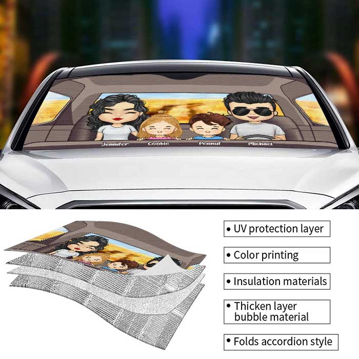 Family Trip Together - Personalized Auto Sunshade - Gift For Couples, Husband Wife