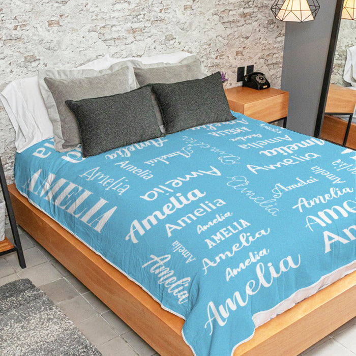 Adorable Lettering - Personalized Custom Name Blanket - Gift For Baby Kids, Youth Teenager Adult, Newborn Baby Receiving Gift