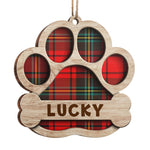 Custom Name Buffalo Plaid Paw Print Christmas Gifts for Dog Lovers - Personalized Ornament