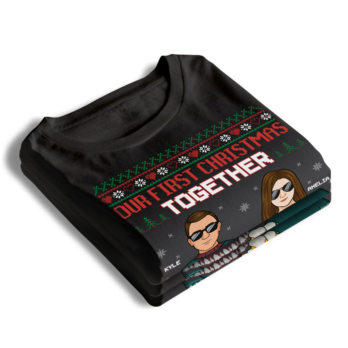 Our First Christmas Together - Couple Personalized Custom Unisex T-shirt, Hoodie, Sweatshirt - Christmas Gift For Husband Wife, Anniversary