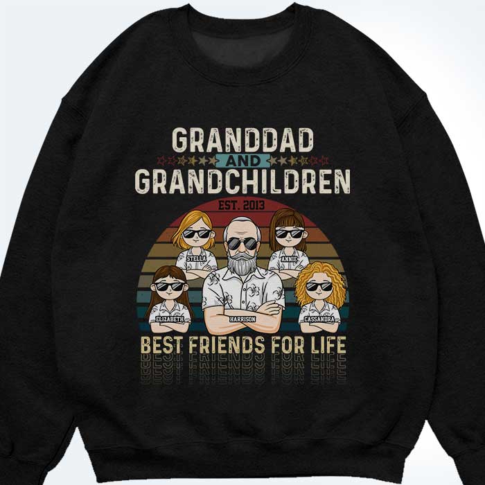 Grandpa & Grandkids Are Best Friends For Life - Personalized Unisex T-shirt, Hoodie, Sweatshirt - Gift For Grandpa, Grandparents