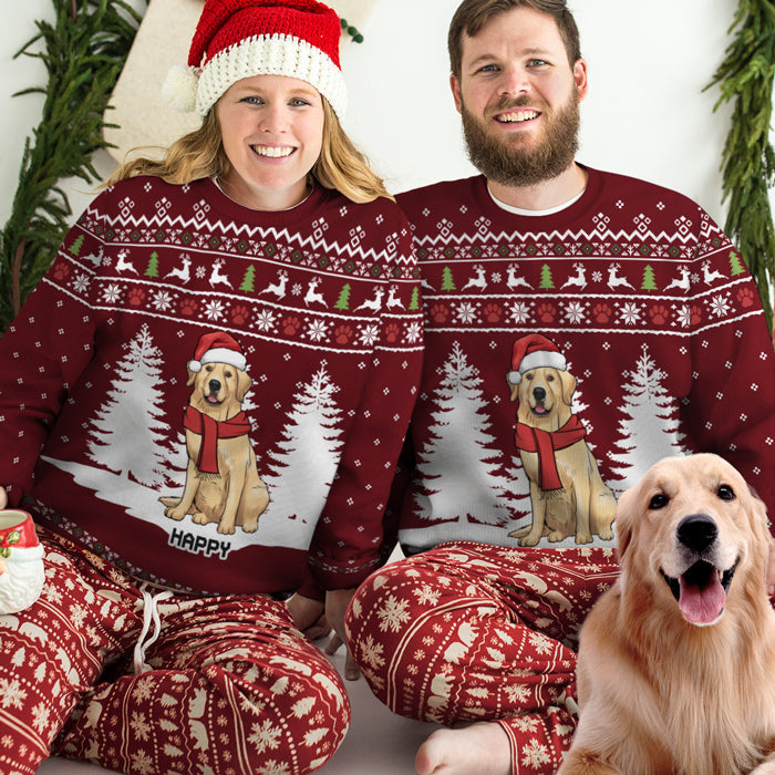 Woof You A Merry Christmas, Human - Personalized Custom Unisex Ugly Christmas Sweatshirt, Wool Sweatshirt, All-Over-Print Sweatshirt - Gift For Dog Lovers, Pet Lovers, Christmas Gift