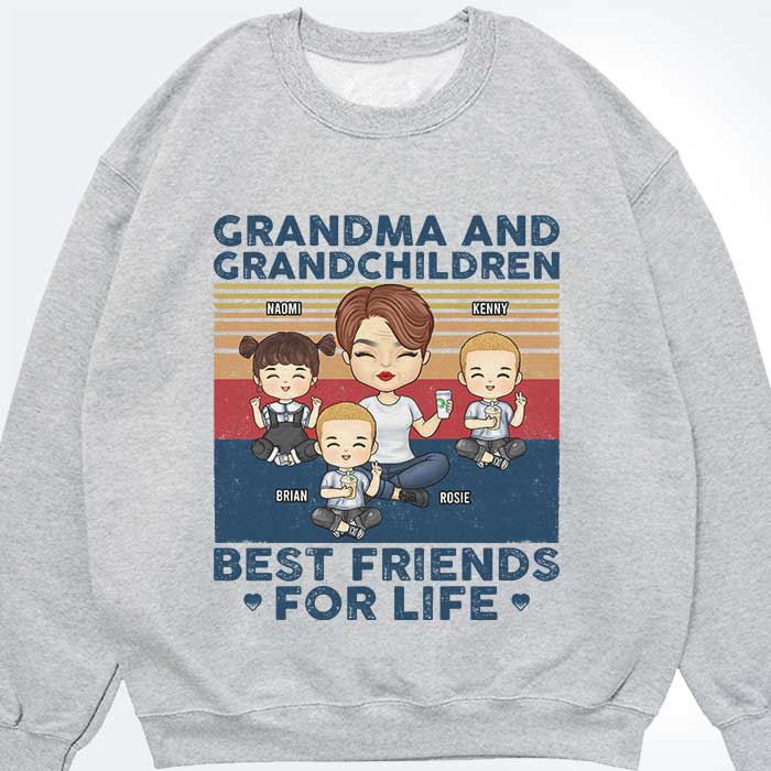 Grandma & Grandkids, Best Friends For Life - Personalized Unisex T-shirt, Hoodie, Sweatshirt - Gift For Grandma, Grandparents