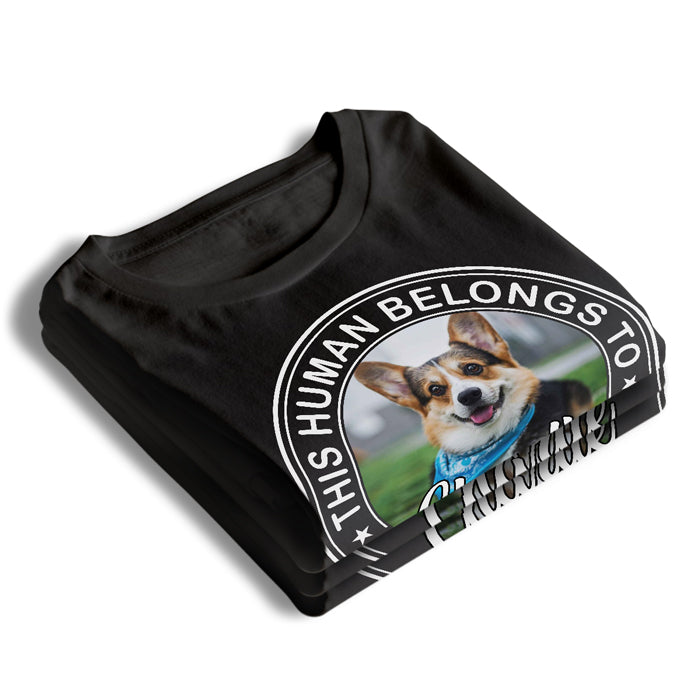 This Human Belongs To Dog Est Year - Dog Personalized Custom Unisex T-shirt, Hoodie, Sweatshirt - Upload Image, Christmas Gift For Pet Owners, Pet Lovers