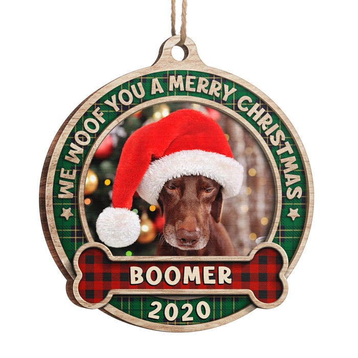 Woof You A Merry Christmas - Personalized Custom Round Shaped Wood Photo Christmas Ornament - Upload Image, Gift For Pet Lovers, Christmas Gift