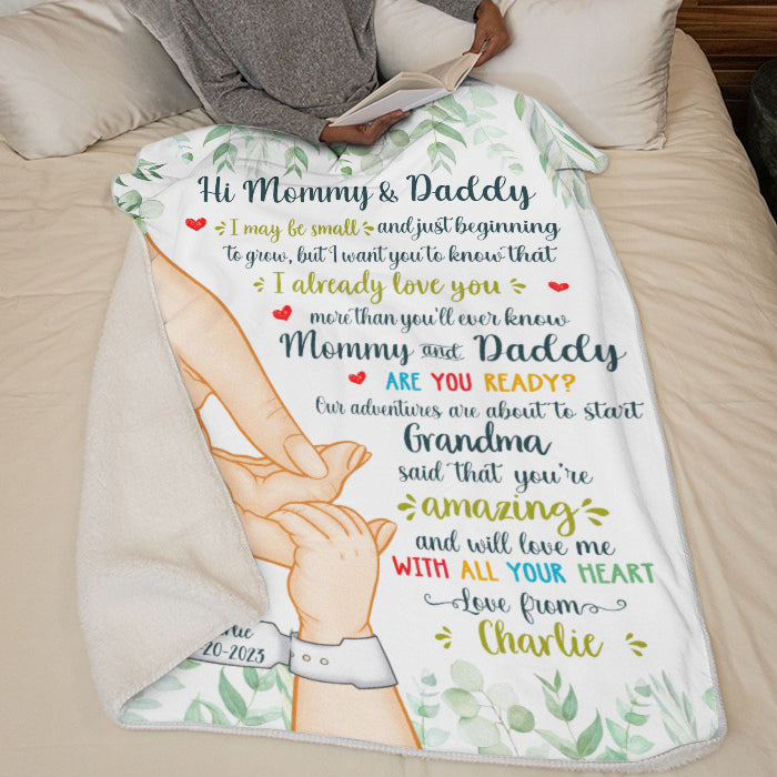 Your Happiness Is Born - Family Personalized Custom Baby Blanket - Baby Shower Gift, Gift For First Mom