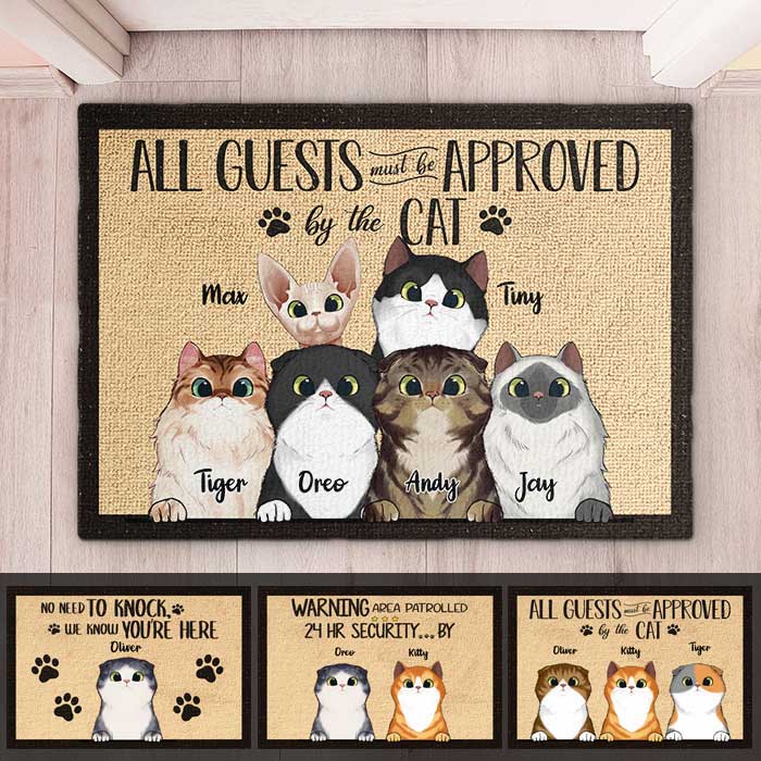 Custom Name Cat Approval Gifts for Cat Lovers - Personalized Doormat